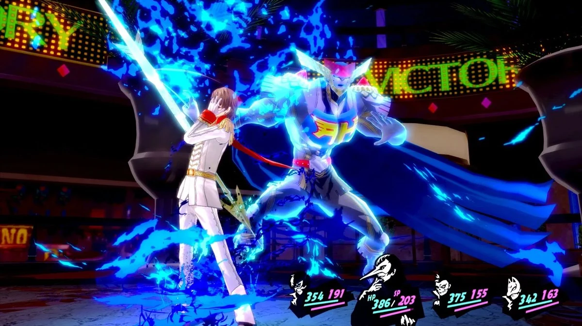 Persona 5 game HUD - stylized red, black and white UI with dynamic menus and bold typography
