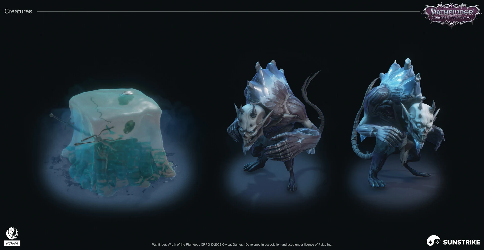 Creature concept sheet - icy demon in two angles for Owlcat Games Pathfinder: Wrath of the Righteous by SunStrike Studios