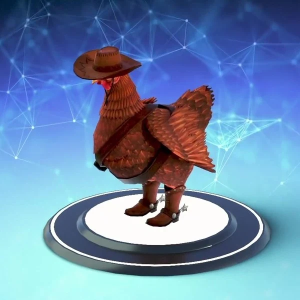 Stylized 3D rooster in a cowboy hat - character animation for Playducky Chicken Royale by SunStrike Studios