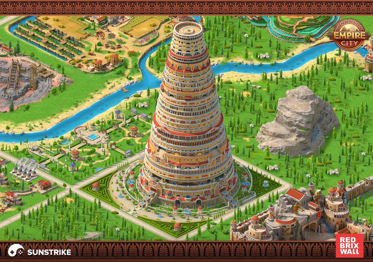 The Tower of Babel created by SunStrike studio artists for Empire City project from Red Brix Wall