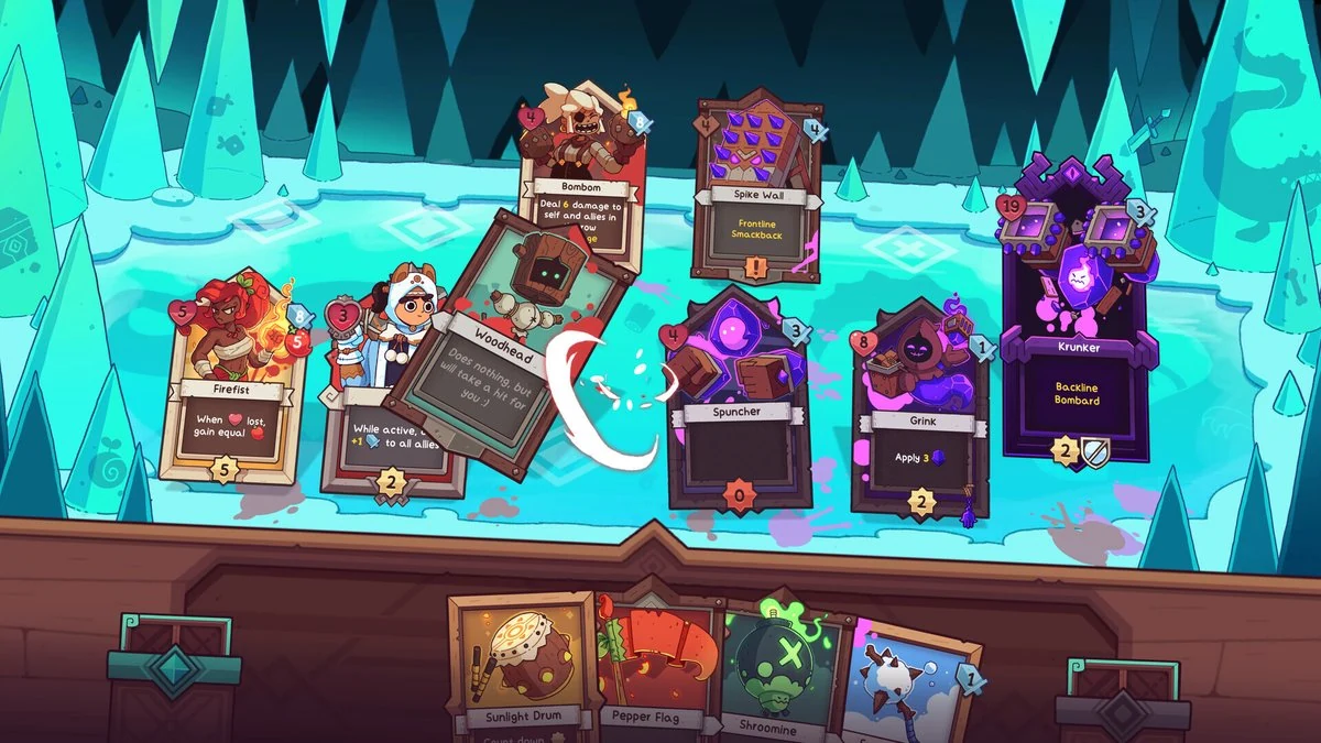 Faeria strategic card game gameplay - hex grid battlefield with terrain tiles, creature cards and resource gems
