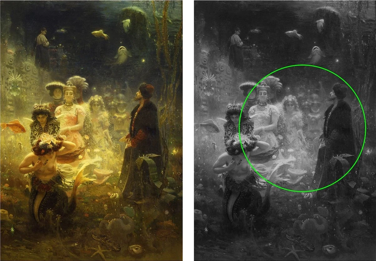 Greyscale conversion of the pirate test illustration showing tones jumbled together with no clear focal point