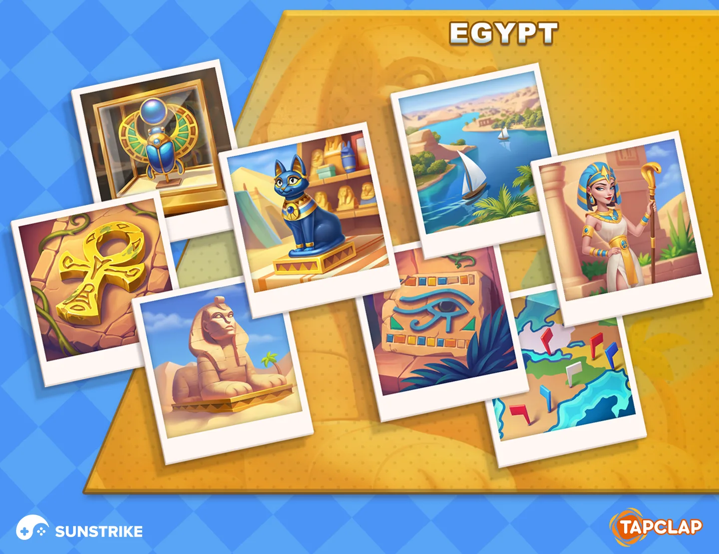 Egypt themed merge item set for Tapclap: DesignVille