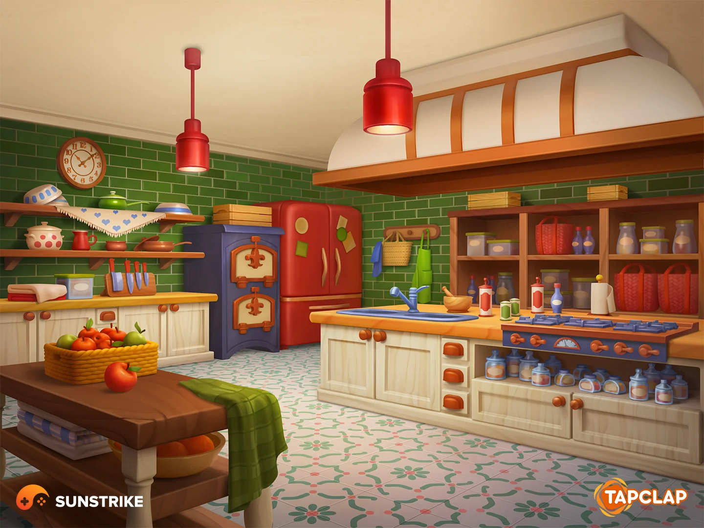 Rustic green kitchen location for Tapclap: DesignVille