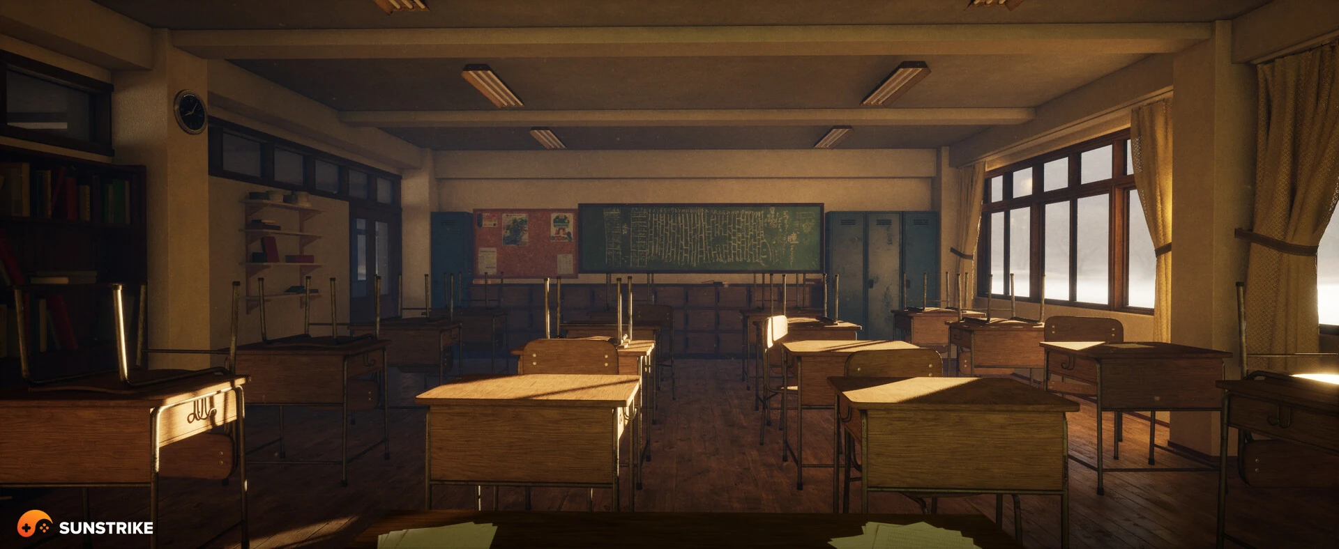Game environment art for Japanese Classroom