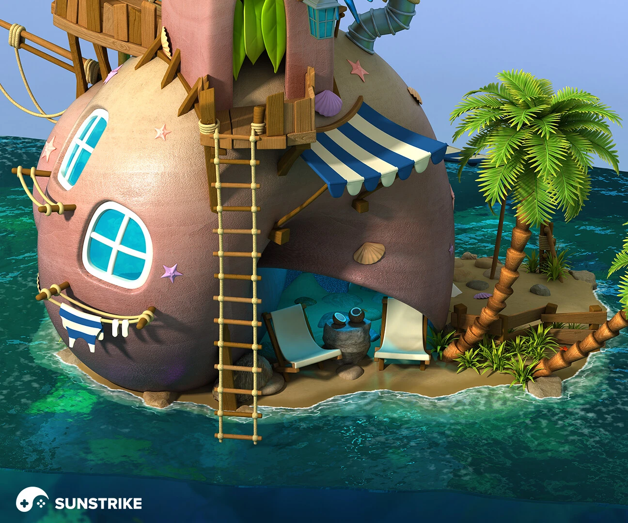 Stylized location design from Island of the Underwater Devil