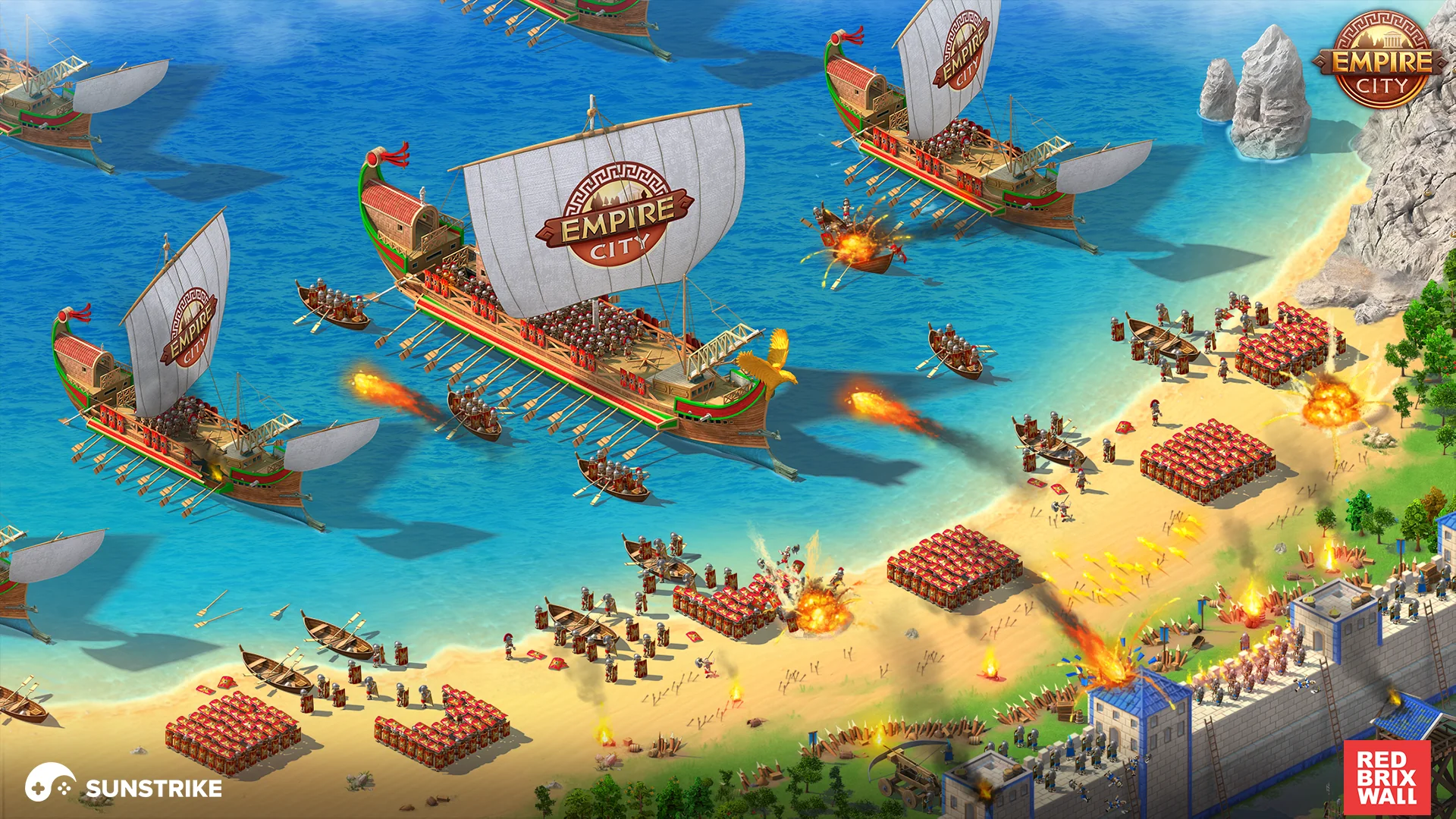 Empire City store key art with an ancient naval battle