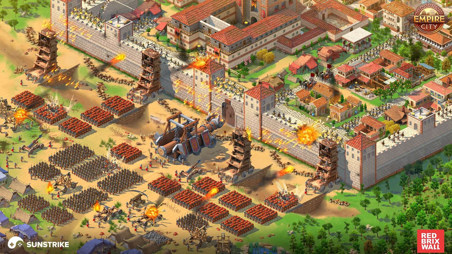 Empire City store key art with a fortress siege