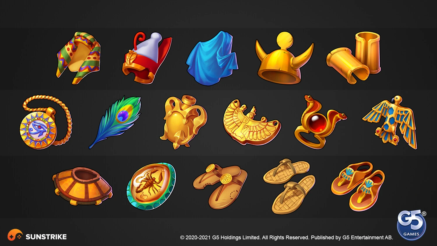UI/UX production frame for G5 Games: Jewels of Egypt