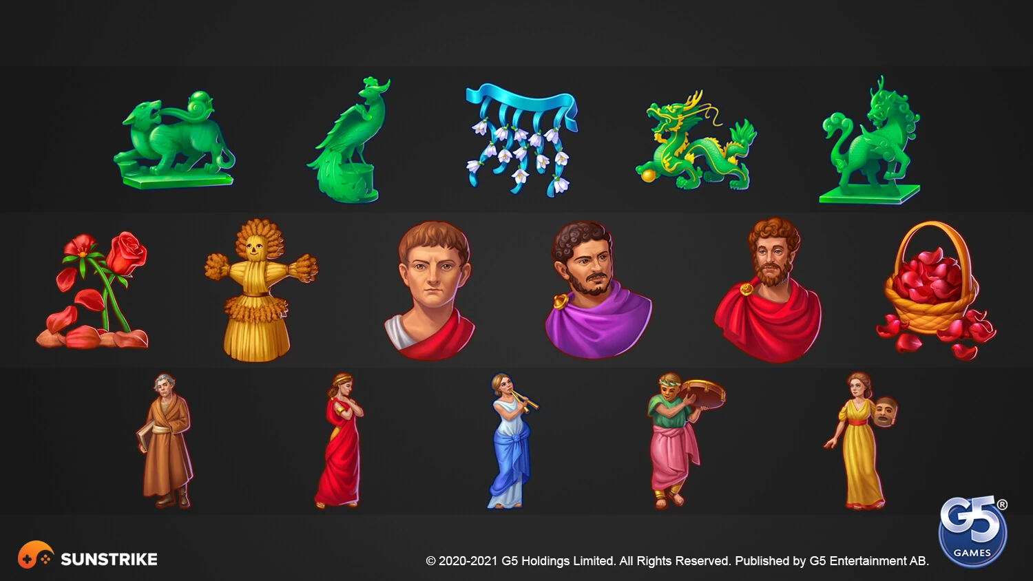 Game UI design for G5 Games: Jewels of Rome