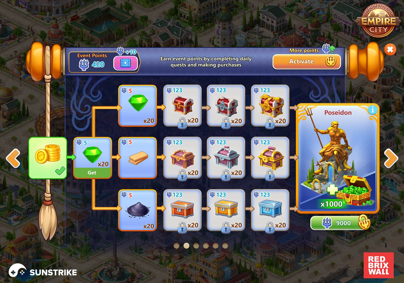 Stylized UI artwork for Red Brix Wall: Empire City