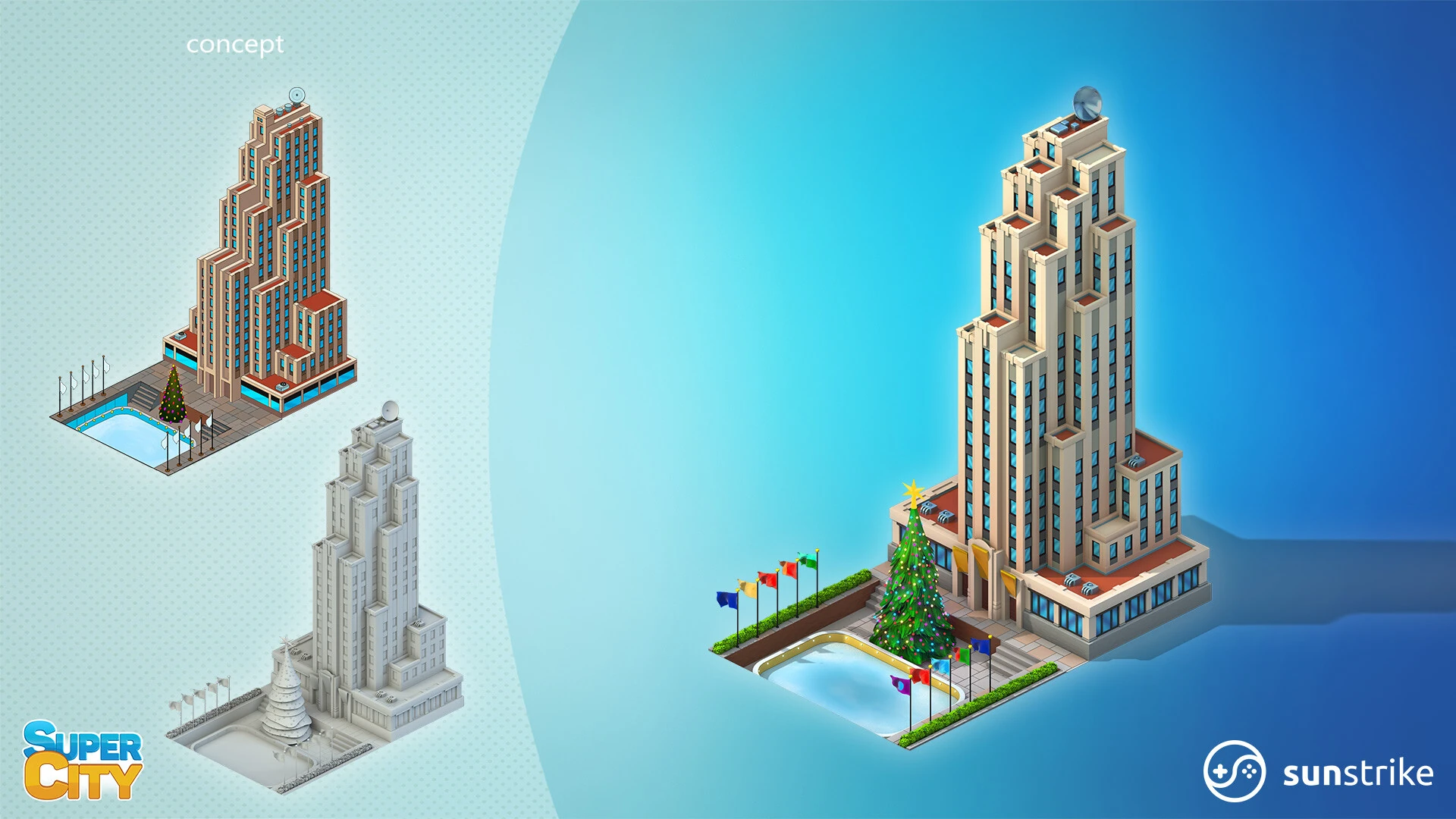 Isometric location design for PlayKot: SuperCity