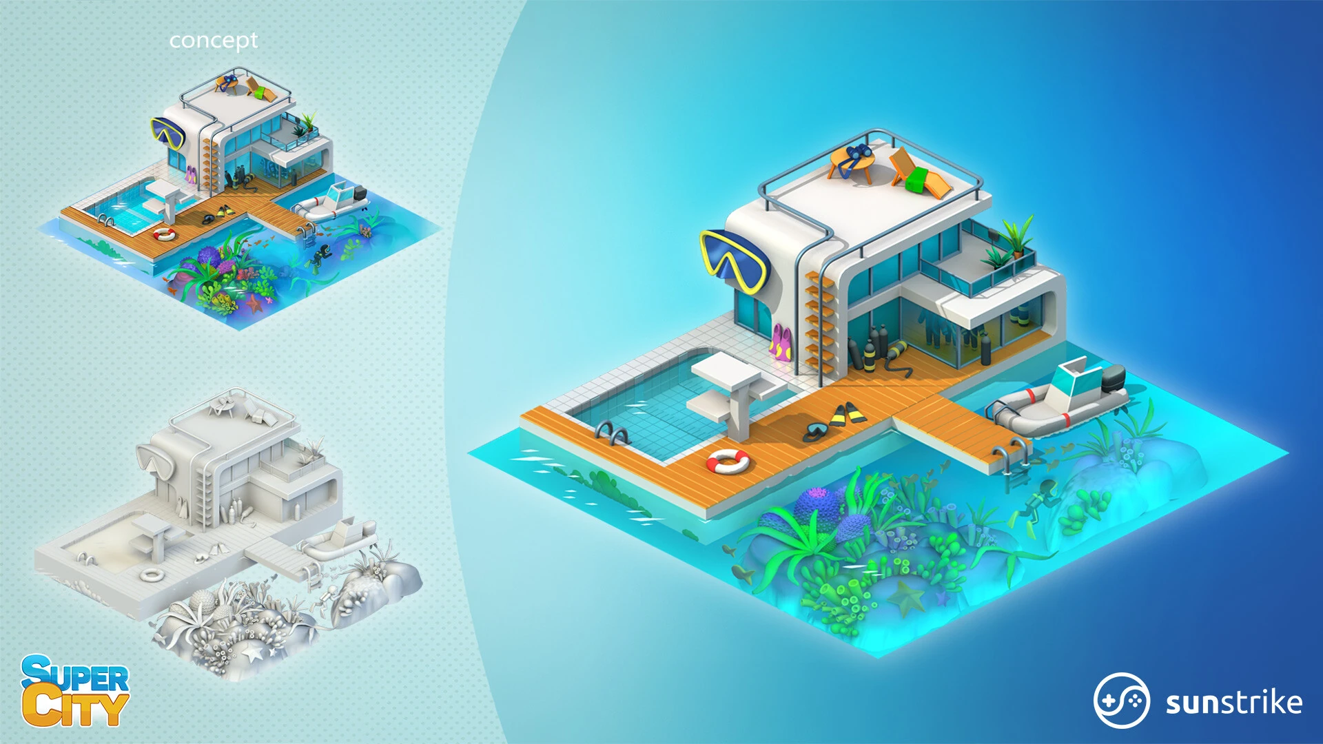 Isometric environment art for PlayKot: SuperCity