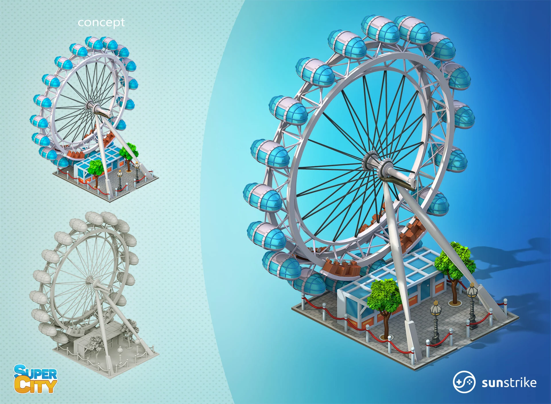 Isometric location design for PlayKot: SuperCity