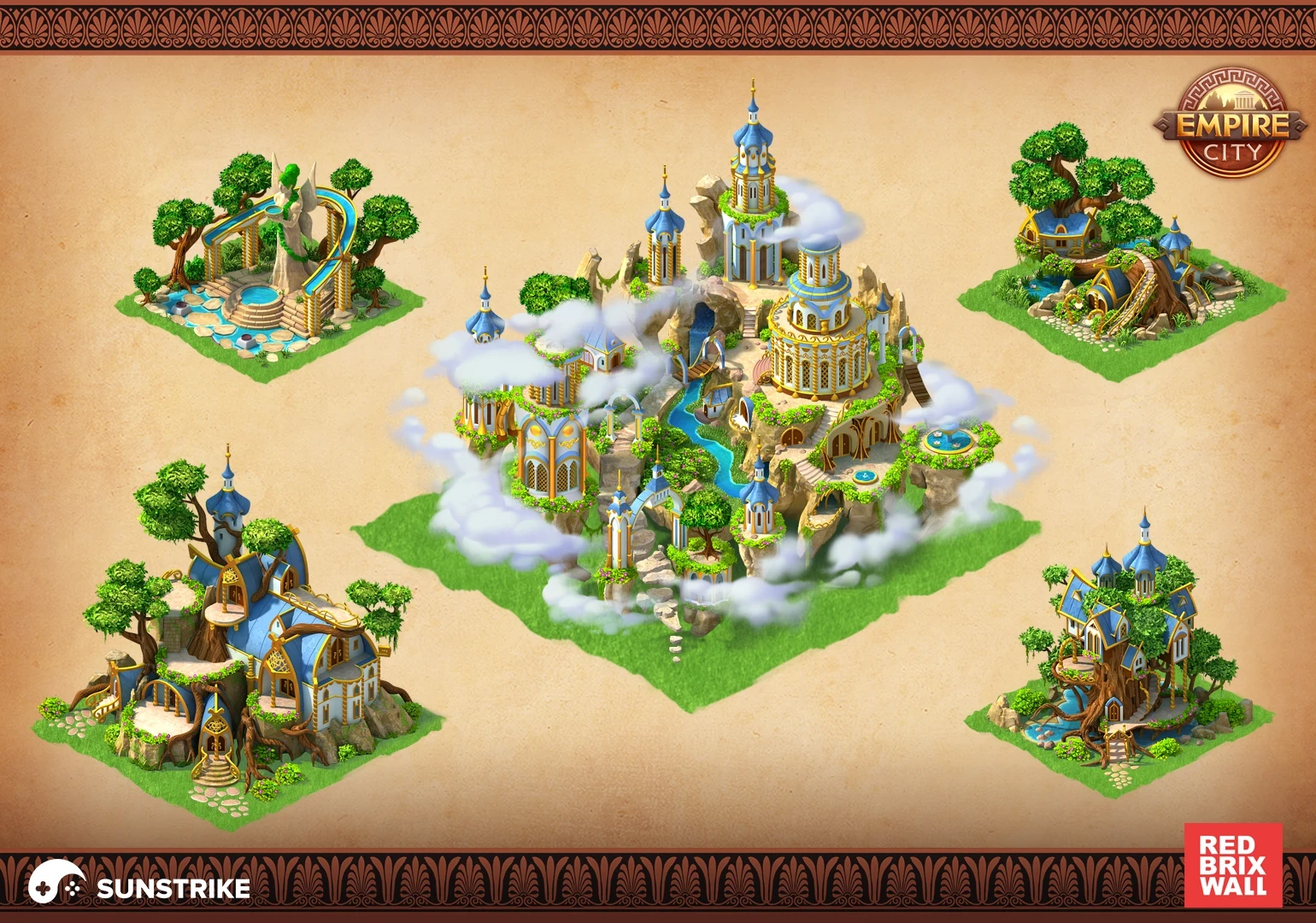 Isometric environment art for Red Brix Wall: Empire City