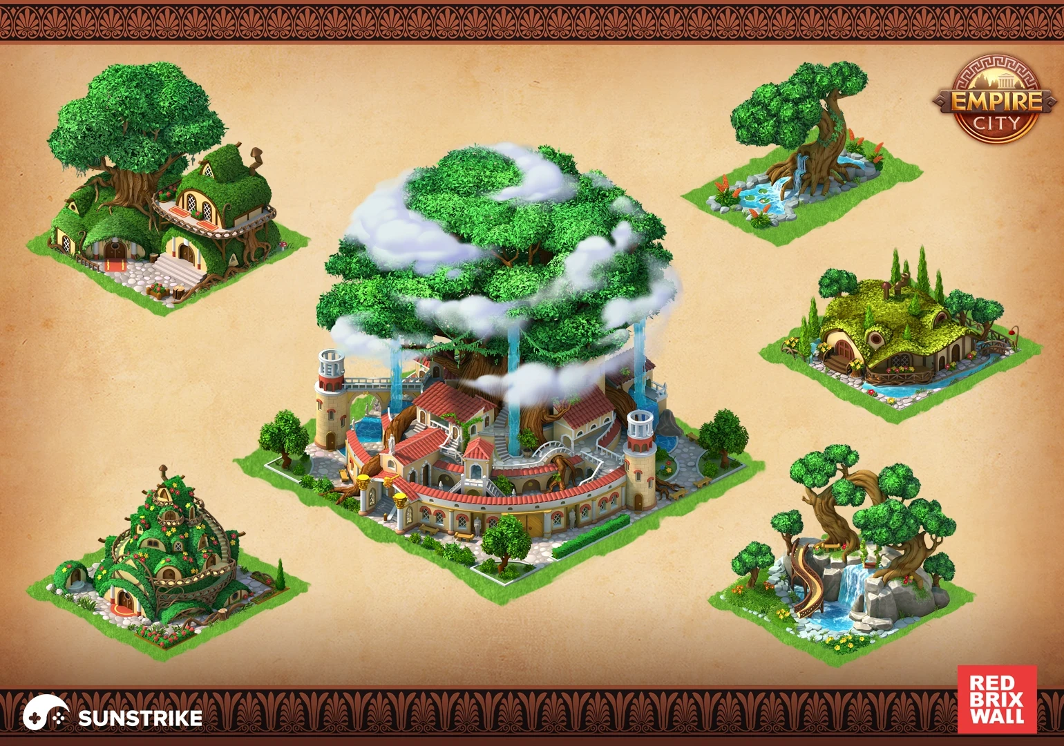 Isometric game level for Red Brix Wall: Empire City