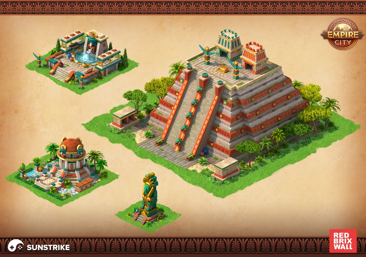 Isometric game level for Red Brix Wall: Empire City