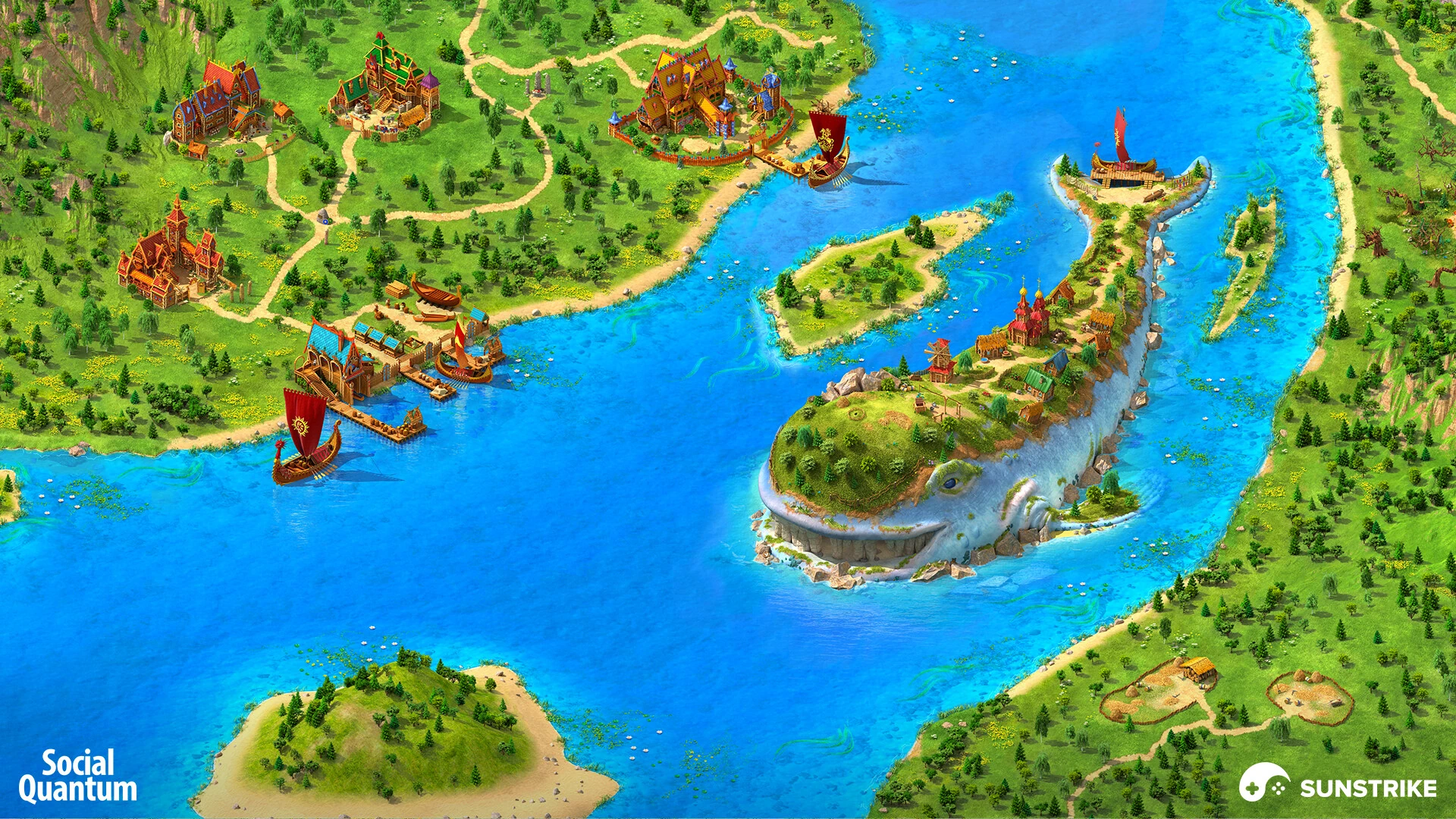 Isometric environment art for Social Quantum: Megapolis