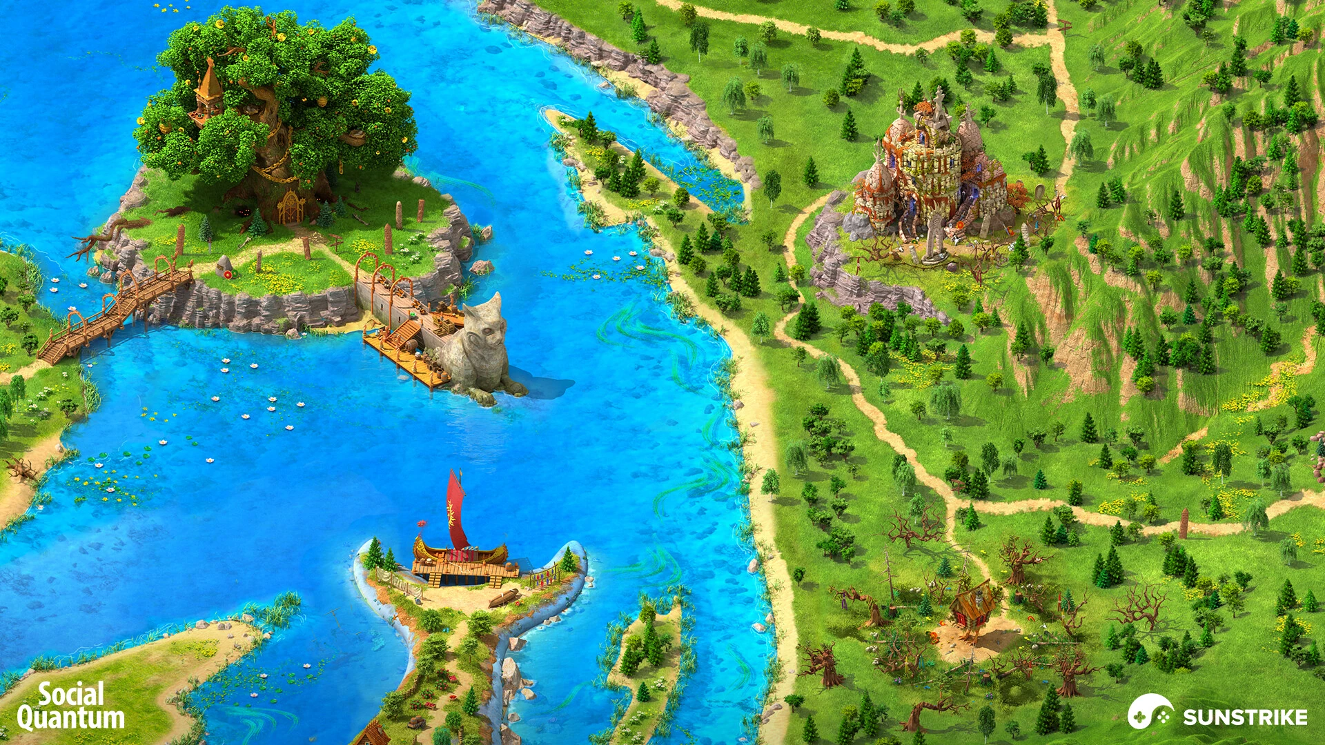 Isometric game level for Social Quantum: Megapolis