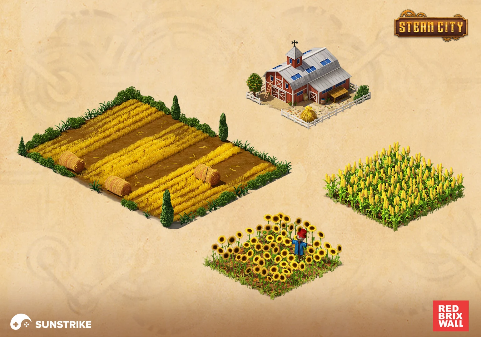 Isometric environment frame from Red Brix Wall: Steam City
