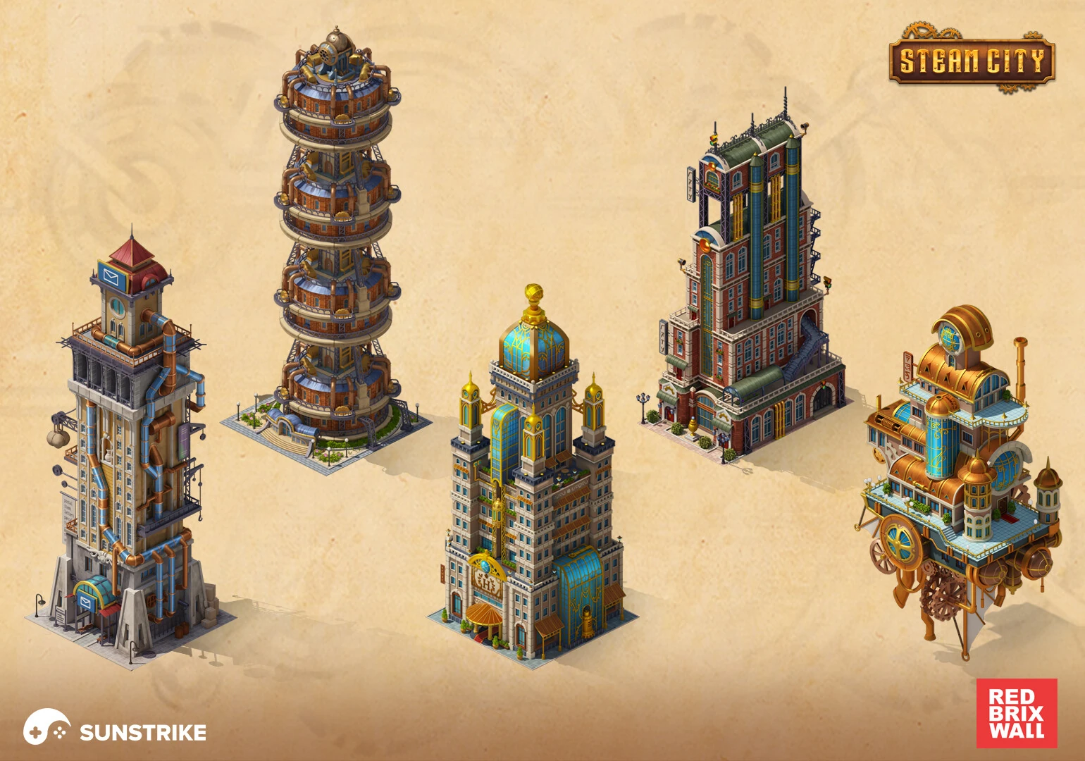 Isometric environment frame from Red Brix Wall: Steam City