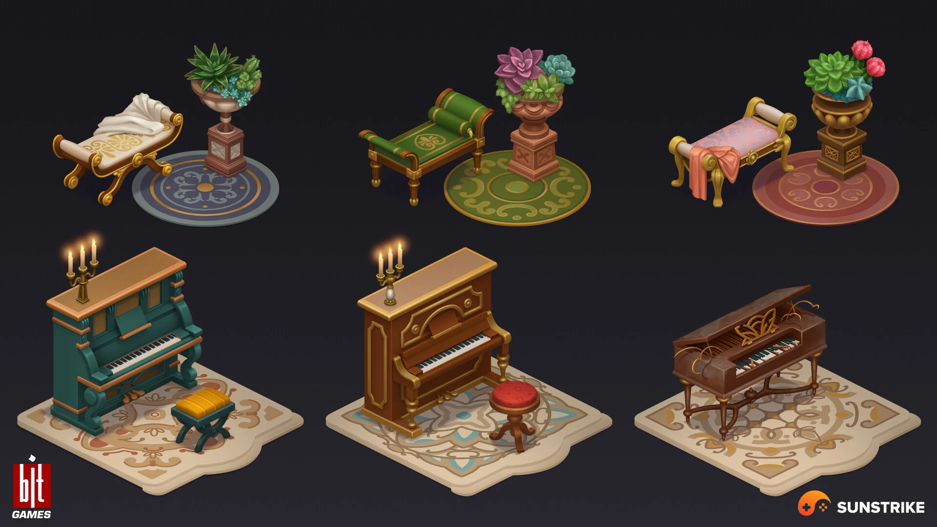 Isometric location design for BIT.GAMES: Storyngton Hall