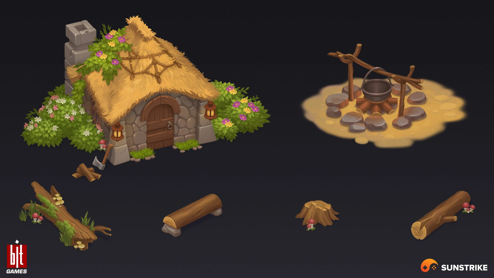 Isometric location design for BIT.GAMES: Storyngton Hall