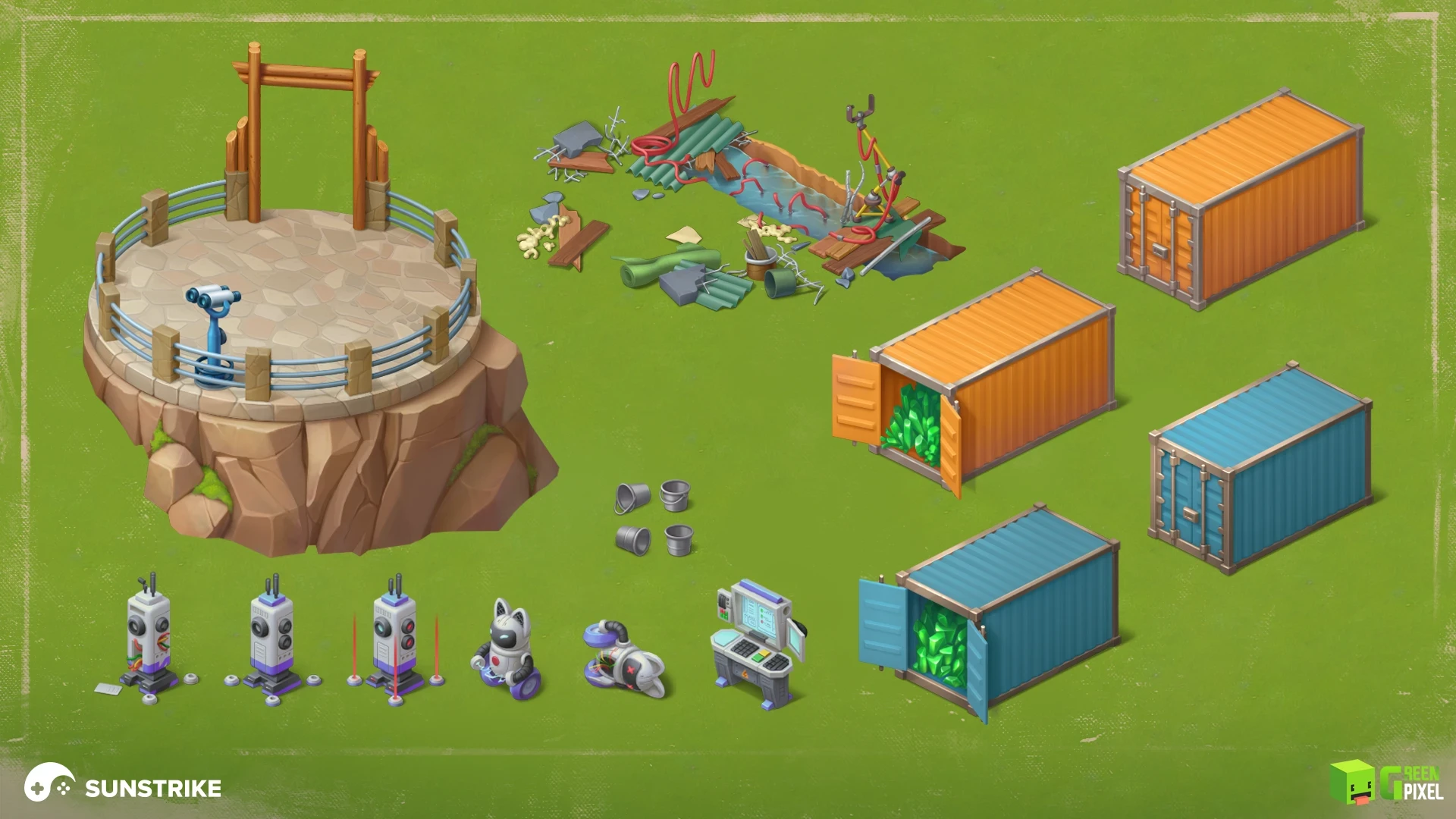 Isometric environment art for Greenpixel: Merge Adventure