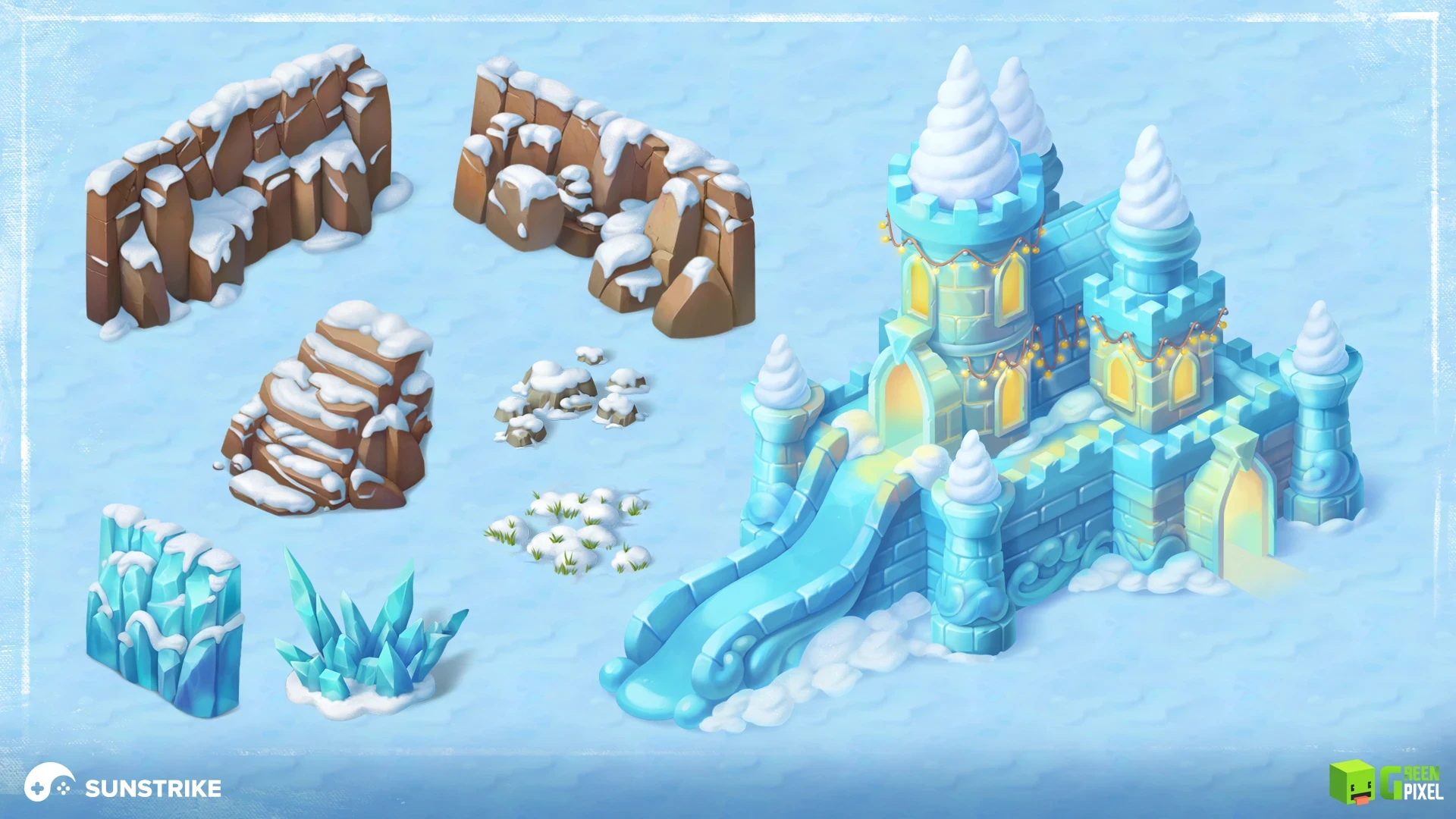 Isometric environment art for Greenpixel: Merge Adventure