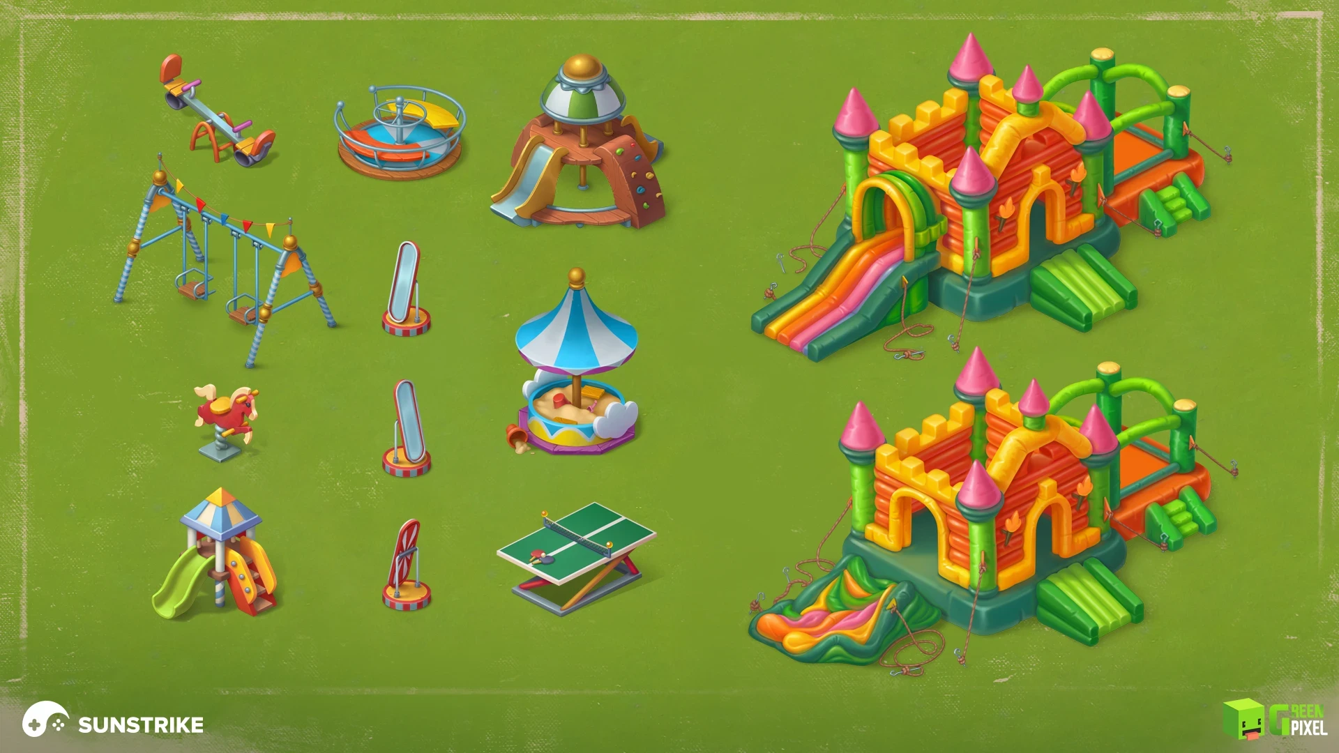 Isometric game level for Greenpixel: Merge Adventure