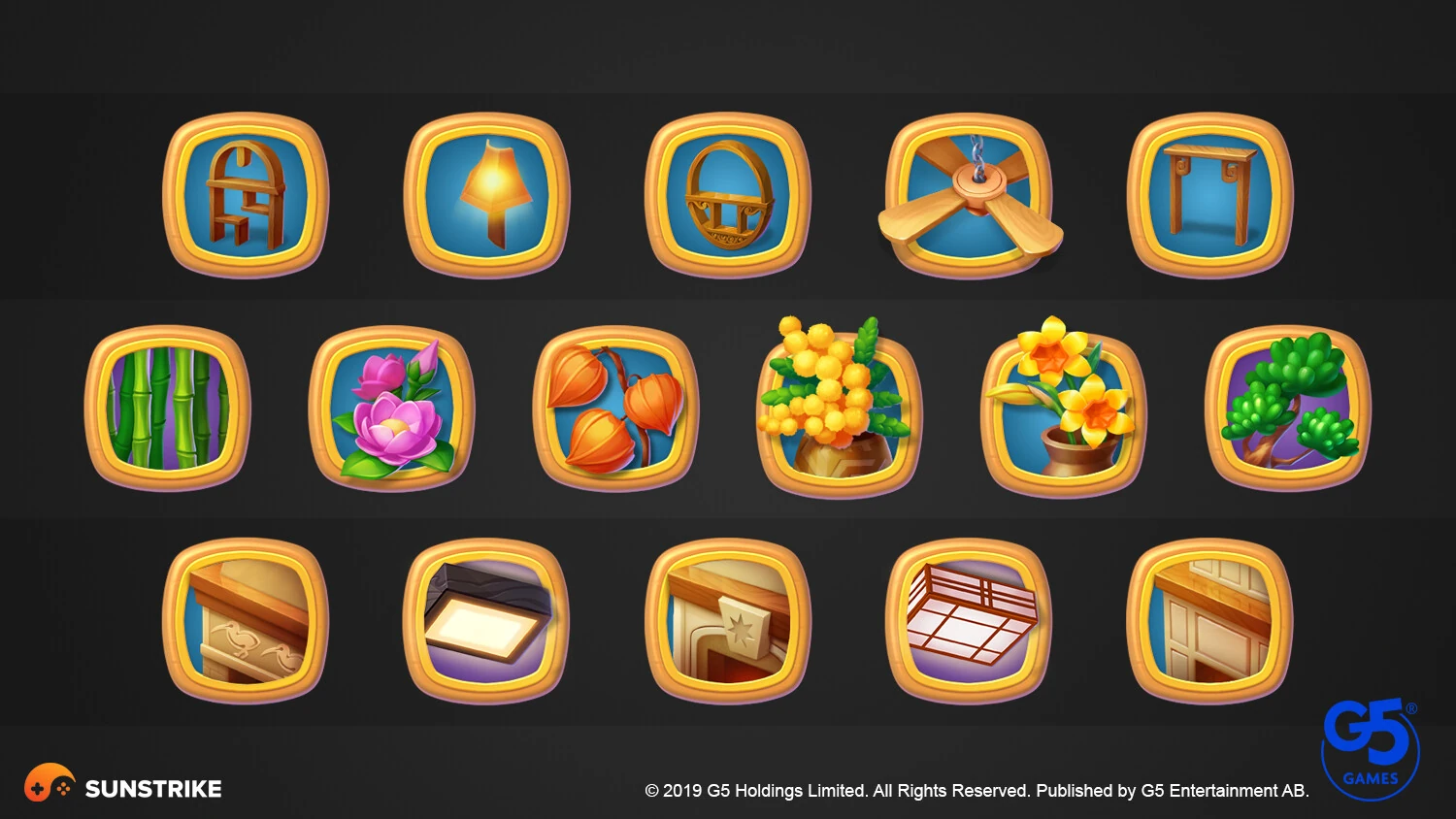 UI/UX production frame for G5 Games: Mahjong Journey