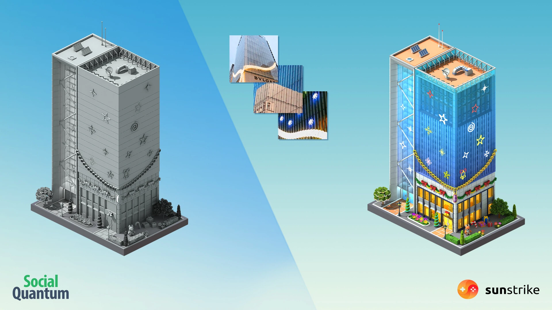Isometric game level for Social Quantum: Megapolis