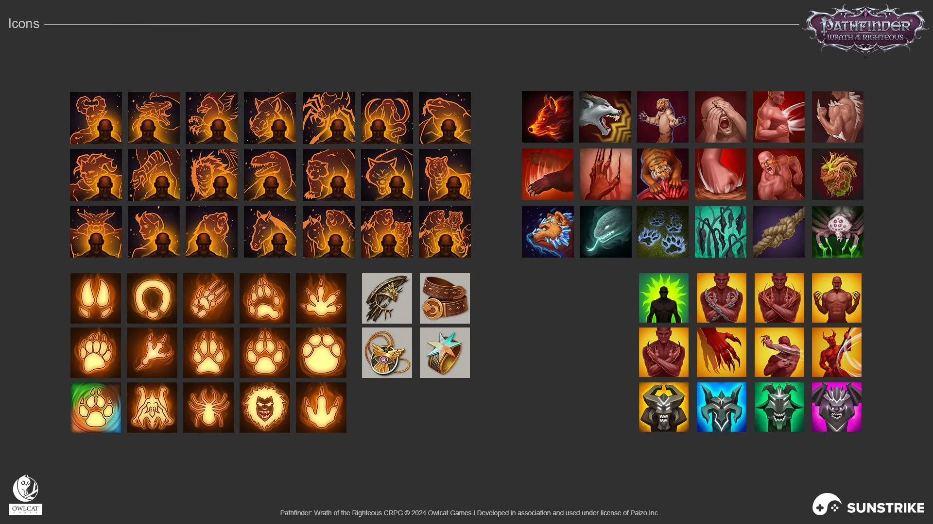 2D game art services - skill and ability icons for Pathfinder: Wrath of the Righteous