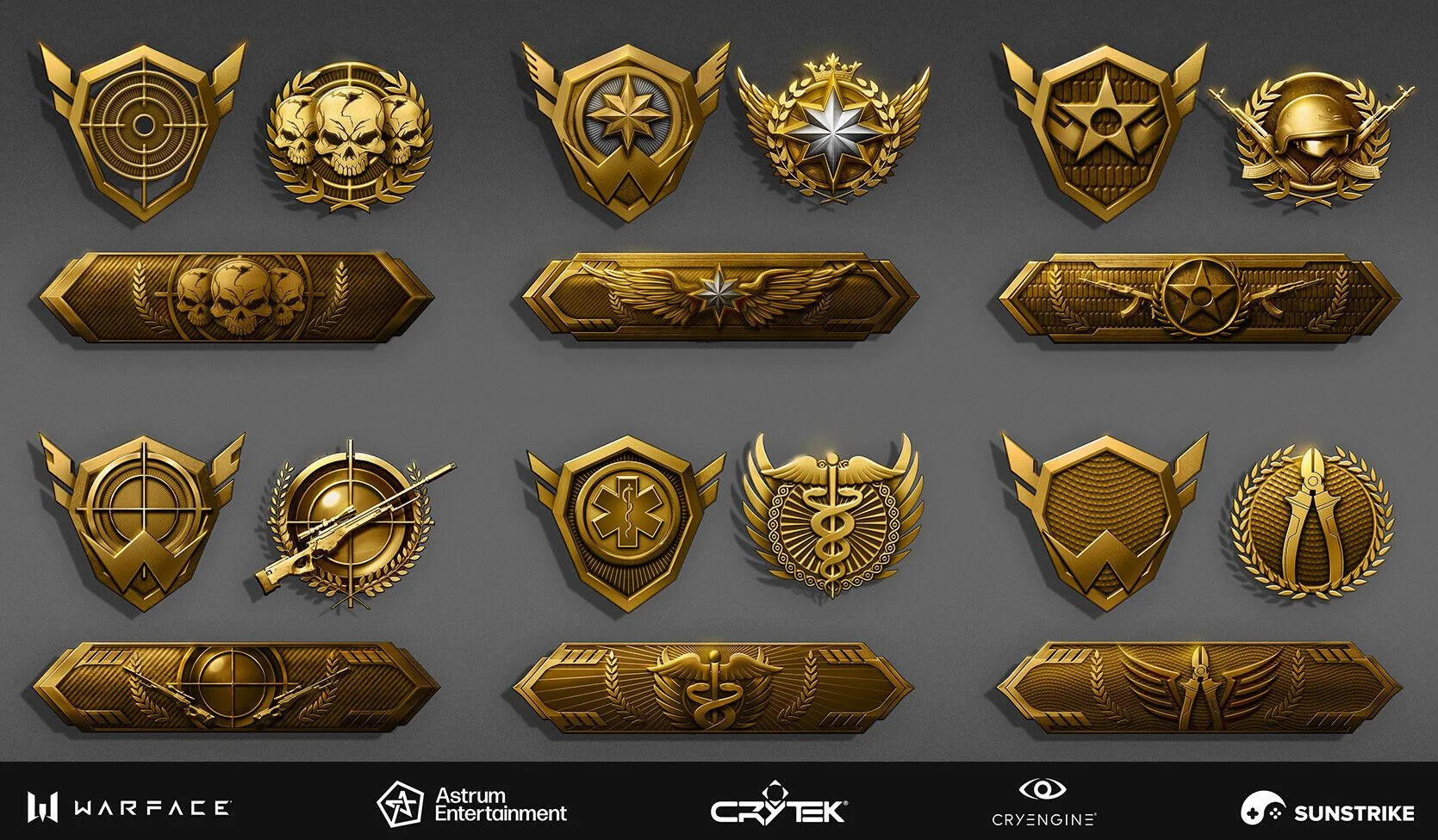 2D game art services - military rank badges and emblems for Warface