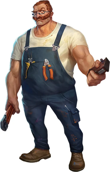2D game art outsourcing - semi-realistic worker character design for video game