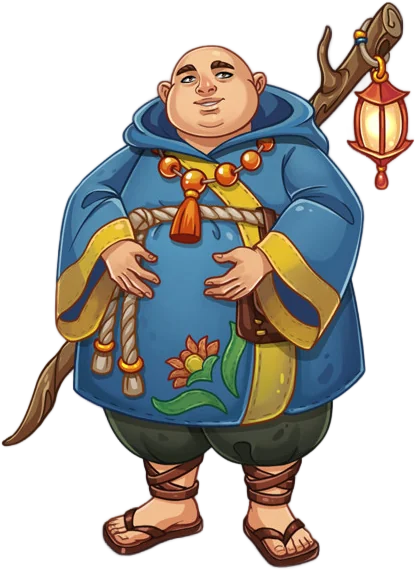 2D game art outsourcing - monk character design for video game
