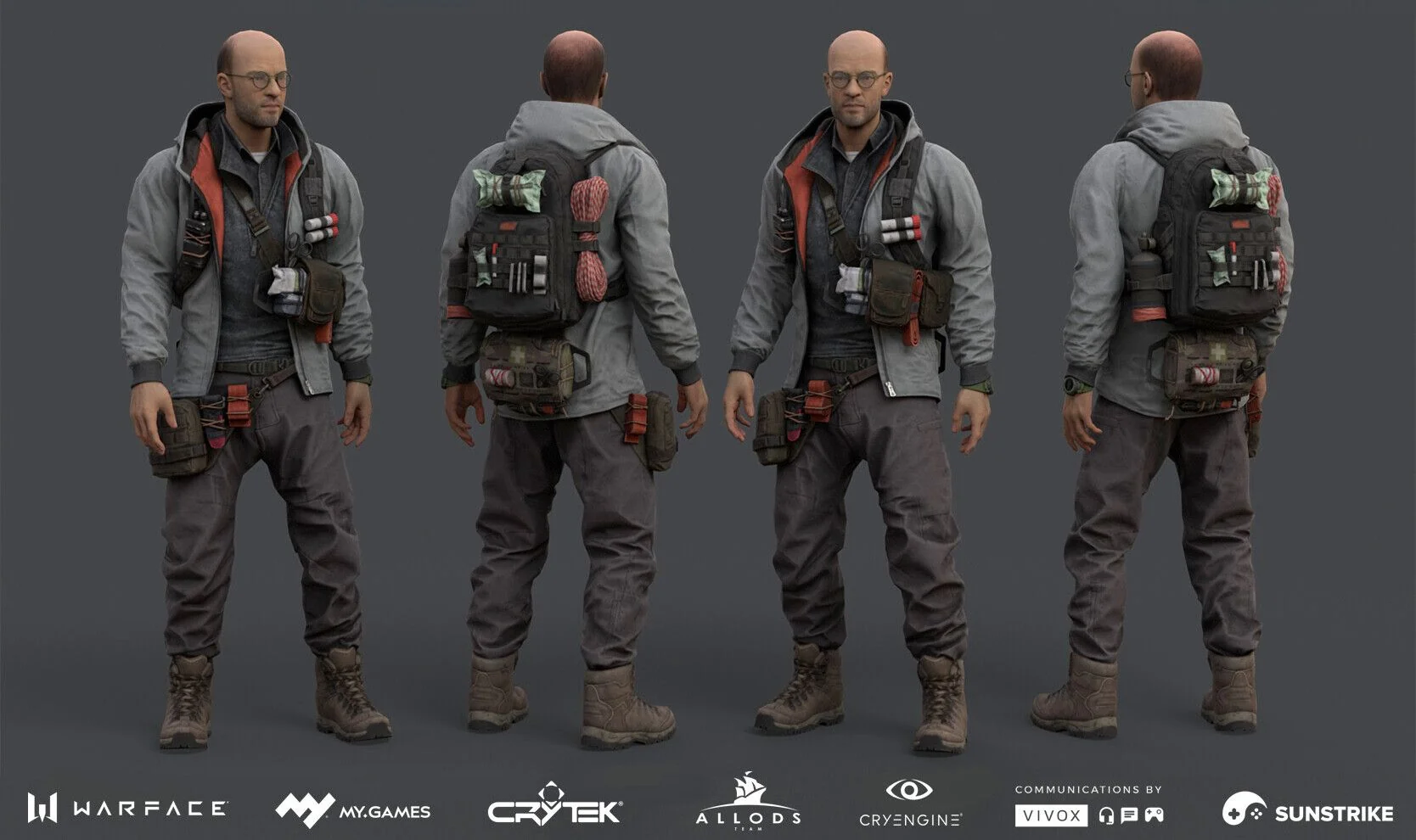 Realistic 3D game character - male civilian character for Warface CryEngine