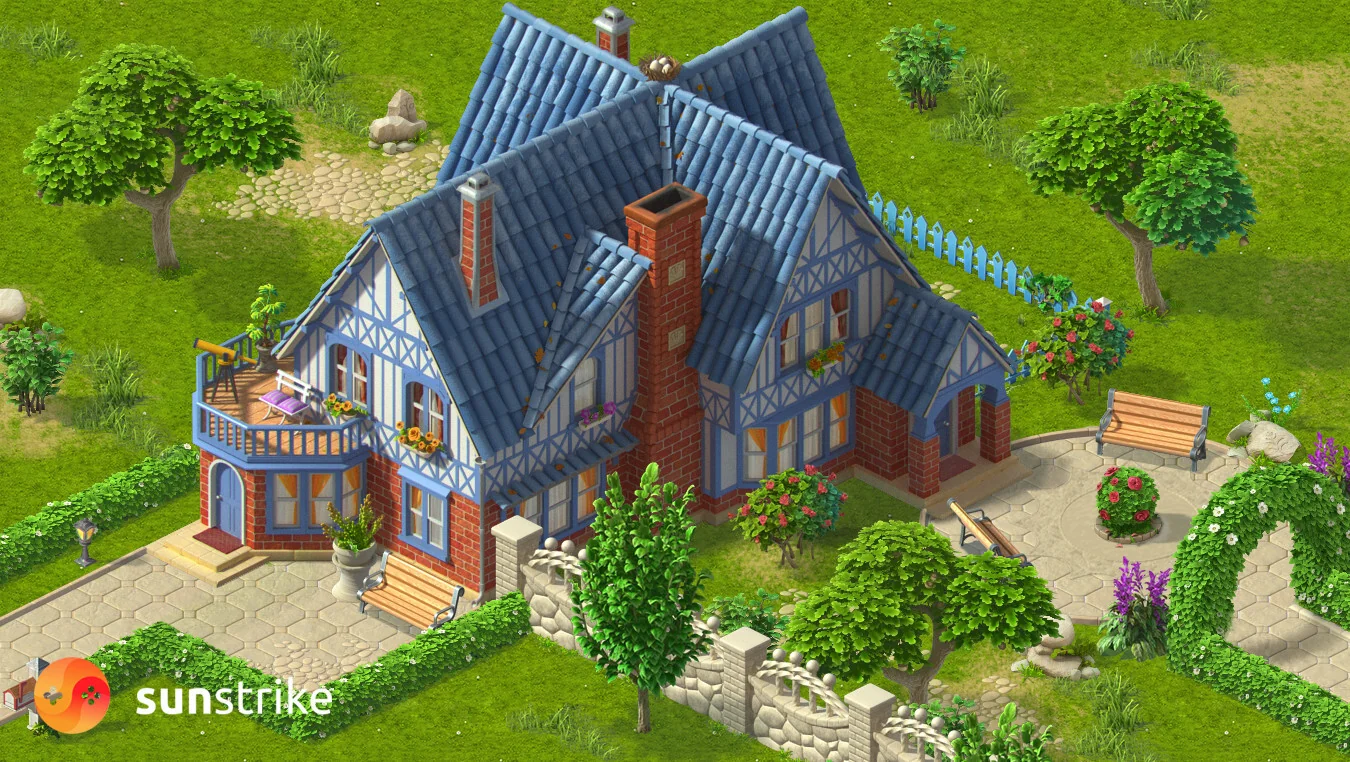 3D art outsourcing - stylized house environment render for casual mobile game