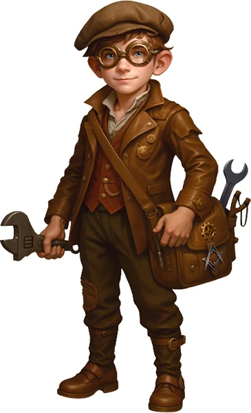 2D game character art for gaming ads - steampunk boy character