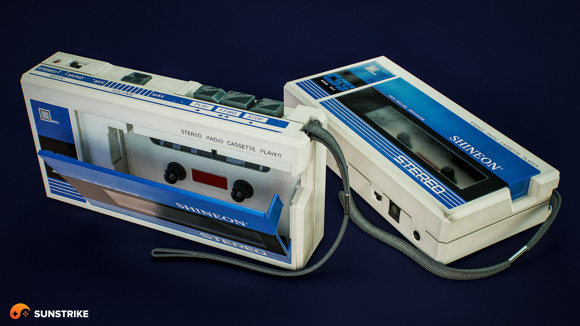 Photorealistic retro cassette player 3D prop - game art production outsourcing by SunStrike Studios